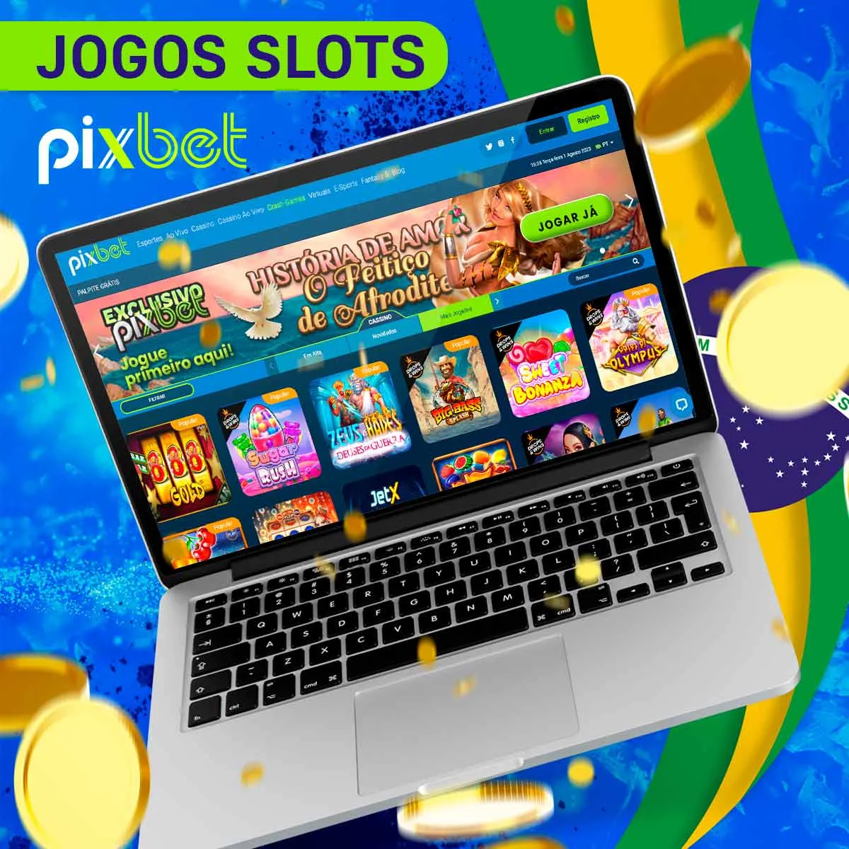 Jogos slots na casa de apostas Pixbet no Brasil