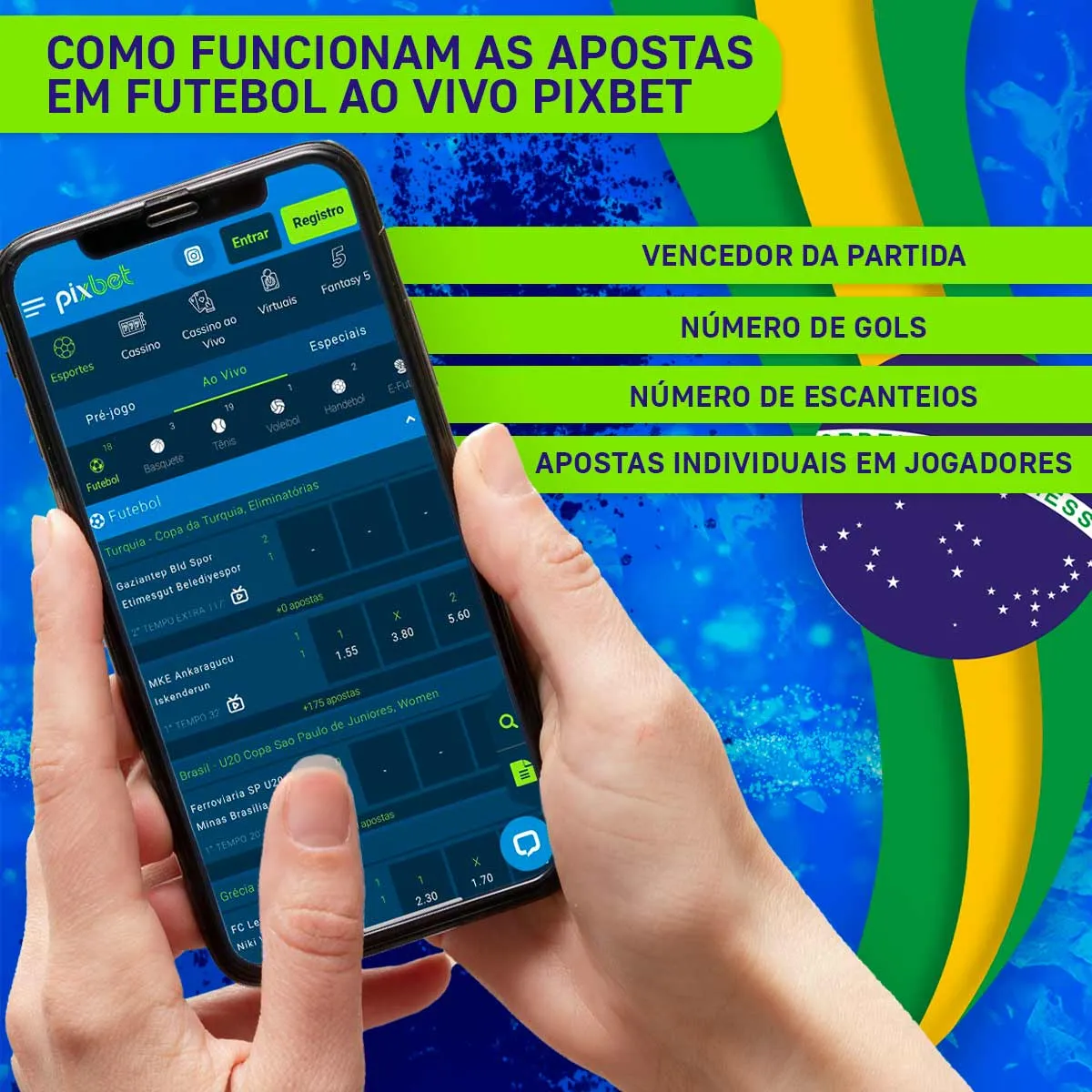 Para fazer uma aposta ao vivo em futebol Pixbet, você precisa encontrar um evento que está em andamento, escolher um mercado e definir um valor a investir.