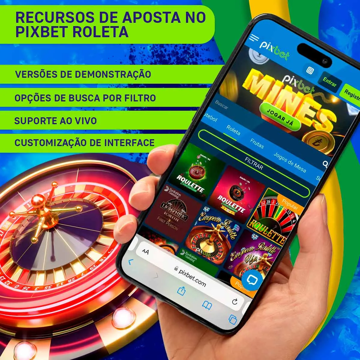Recursos de aposta no Pixbet Roleta